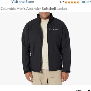 NEW Men’s Columbia Ascender Softshell Full Zip Rain Jacket in Black, 2XLT (Tall)